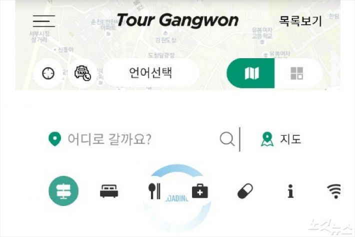 투어 강원앱 초기 화면