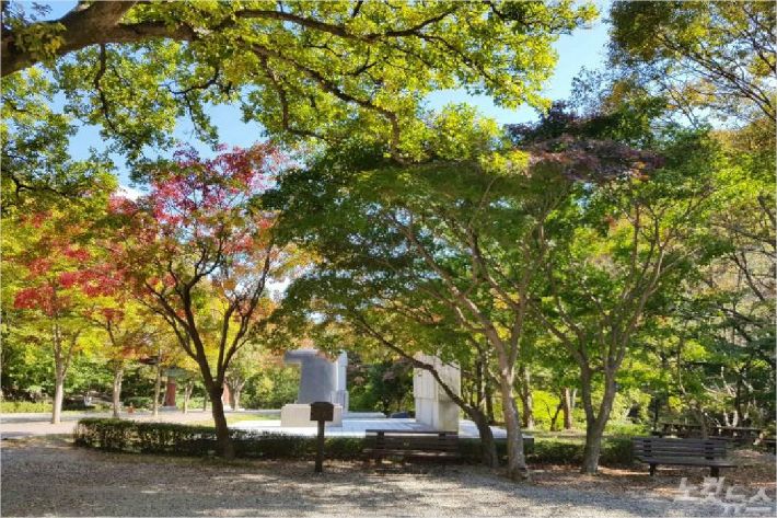 계룡산 동학사 자연관찰로 표지판 근처(사진=대전지방기상청 제공)