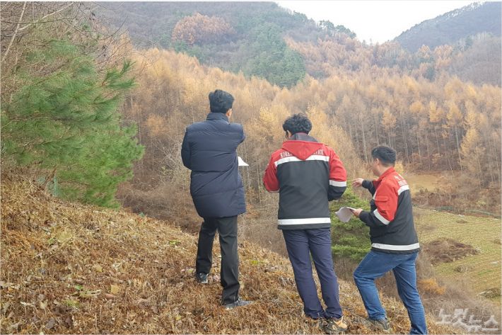 불법 산림훼손지 현장 조사. (사진=동부지방산림청 제공)