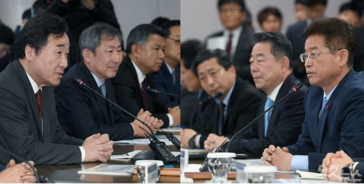 이낙연 국무총리가 구미지역 경제인들과 간담회를 갖고 있다.(경북도 제공)