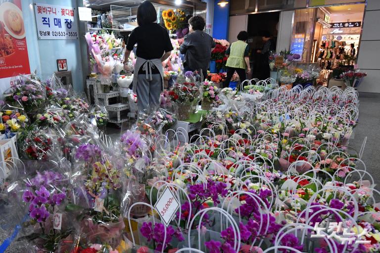 카네이션 진열된 꽃집