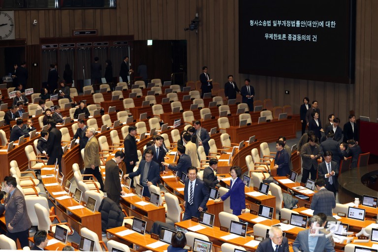 계속되는 국회 본회의 필리버스터