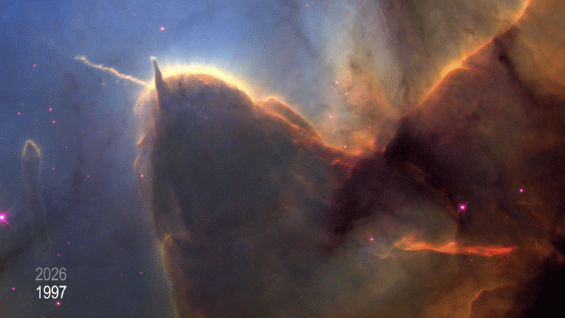 허블우주망원경으로 관측한 삼렬 성운(Trifid Nebula, M20) NASA, ESA, STScI, J. 드 파스콸레(STScI)