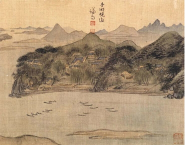 한강 일대의 운치를 느낄 수 있는 <행호관어(杏湖觀漁)>, 제작연도 미상, 23 x 29.2cm, 간송미술관 소장. <출처: 네이버 미술검색>