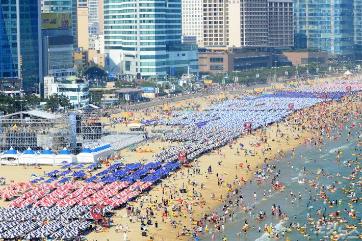 노보텔 앰배서더 부산을 비롯한 특급호텔들이 늘어선 해운대해수욕장 전경 (사진=자료사진)