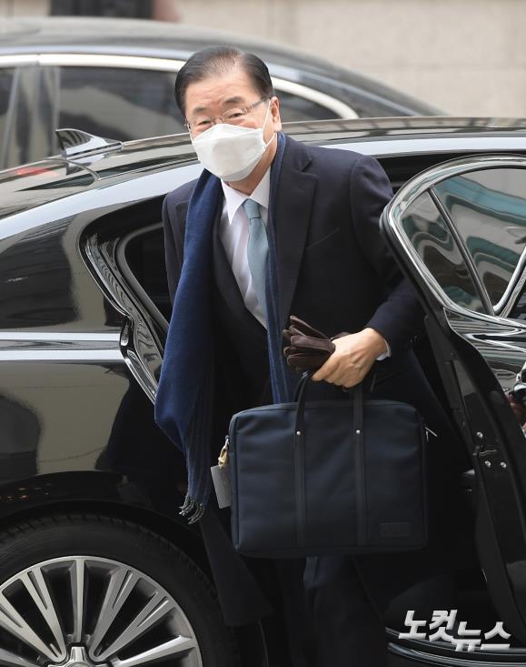 출근하는 정의용 외교부장관 후보자 - 노컷뉴스
