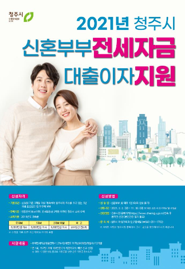 신혼부부 이자 지원.  청주시 제공