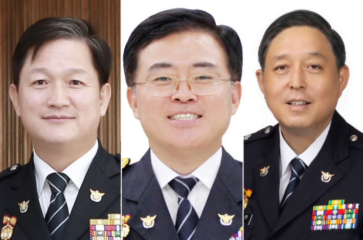왼쪽부터 최관호 서울경찰청장 내정자, 진교훈 경찰청 차장 내정자, 이규문 부산경찰청장 내정자. 연합뉴스