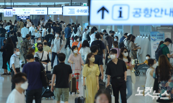 23일 서울 강서구 김포공항이 주말을 앞두고 여행을 떠나는 인파로 붐비고 있다. 박종민 기자
