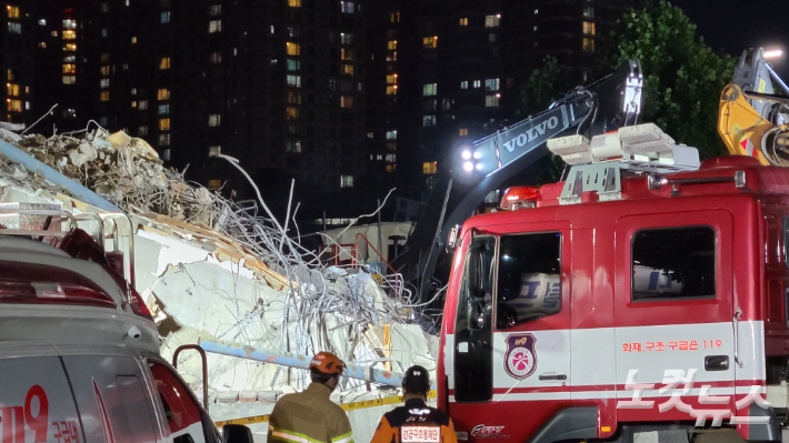광주 건물 붕괴 사고 현장. 김한영 기자