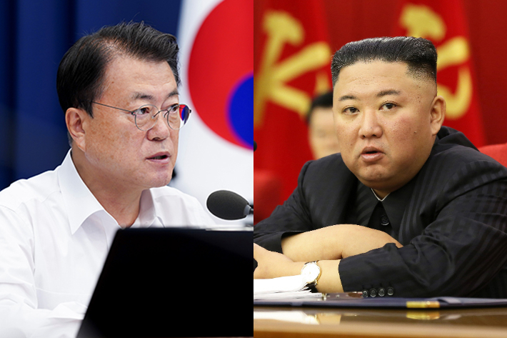 왼쪽부터 문재인 대통령과 김정은 북한 국무위원장. 연합뉴스
