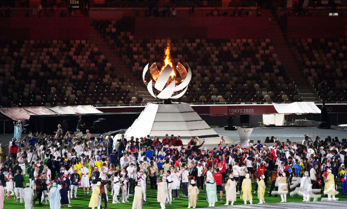 지난 8일 도쿄올림픽 스타디움(신국립경기장)에서 열린 2020도쿄올림픽 폐회식. 올림픽사진공동취재단
