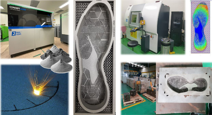 금속 3D프린팅을 이용한 신발 금형의 신속 제조 기술 및 분석, 시제품 테스트. 한국재료연구원 제공