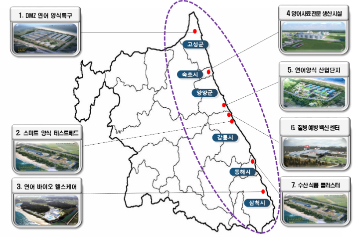 동해안 초광역 연어 클러스터 조성 배치도(안). 강원도환동해본부 제공