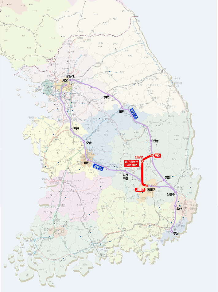 대구경북선 노선도. 경북도 제공