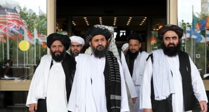 탈레반 부지도자 물라 압둘 가니 바라다르가 이끄는 탈레반 대표단. 연합뉴스