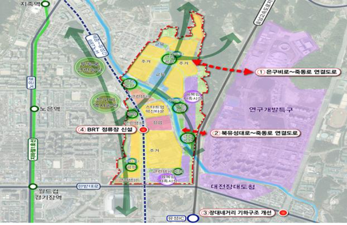 7천호 주택 공급 지구로 선정된 대전 죽동 2지구. 대전시 제공