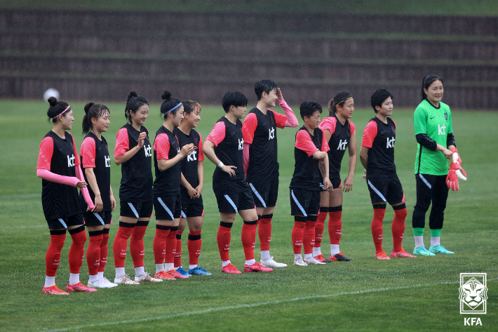 지난 6월 울산 소집 훈련 당시 여자 대표팀 사진. 대한축구협회 제공