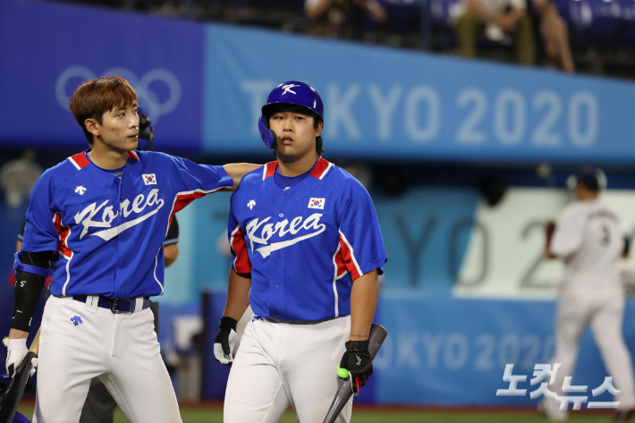 한국 야구 국가대표팀 이정후와 강백호. 요코하마(일본)=CBS노컷뉴스 이한형 기자