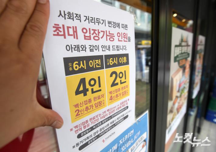 거리두기 변경안, 백신접종자 포함 최대 6인까지