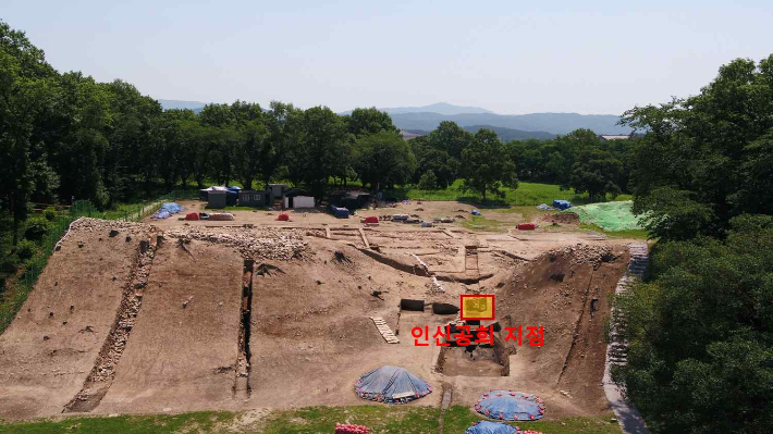 월성 서성벽 범위 내 인신공희 지점. 국립경주문화재연구소 제공