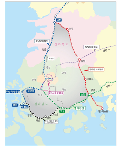 전남지역 철도현황. 전라남도 제공