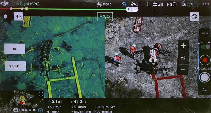 충남도소방본부 화재 조사용 드론이 송출한 장면. 충남도소방본부 제공