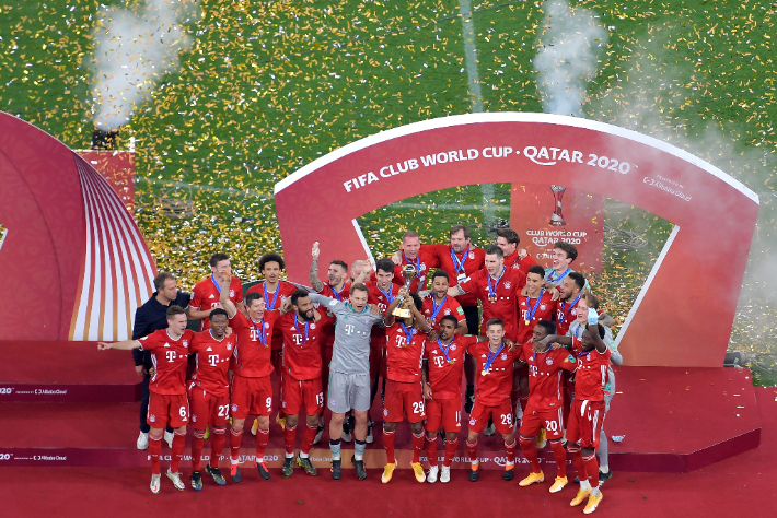 올해 2월 카타르에서 열린 FIFA 클럽 월드컵 우승팀 바이에른 뮌헨의 세리머니. 연합뉴스