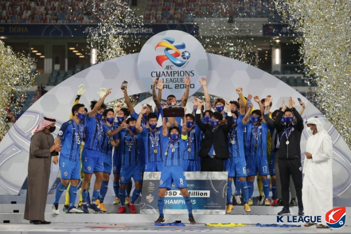 2020 AFC 챔피언스리그 우승을 차지한 울산 현대. 한국프로축구연맹 제공