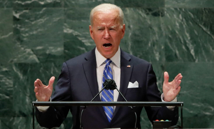 21일(현지시간) 미국 뉴욕 유엔총회에서 연설하고 있는 조 바이든 미국 대통령. 유튜브 캡처 