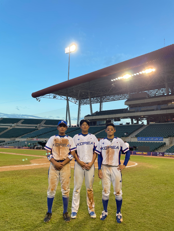 23세 이하 한국 야구 대표팀 임종찬(왼쪽부터), 조형우, 김도영. 대한야구소프트볼협회