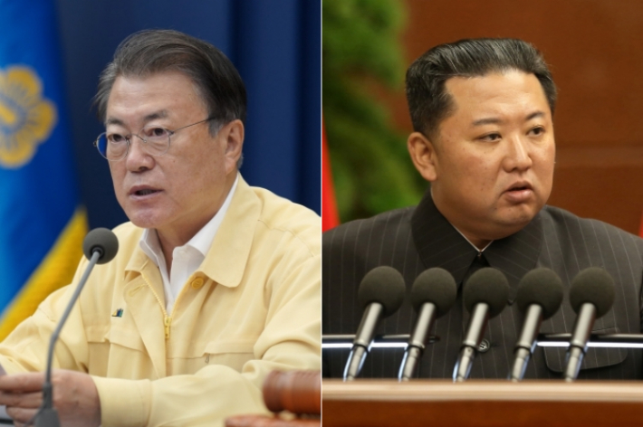 왼쪽부터 문재인 대통령과 김정은 국무위원장. 연합뉴스