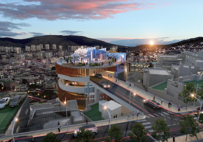 부산 서구가 건설을 추진 중인 원통형 도로 조감도. 부산 서구청 제공