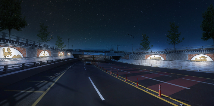 배반지하차도 경관개선사업 야간 예상도. 경주시 제공