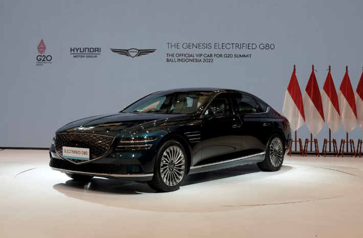 내년 10월 발리 G20정상회의의 공식 의전 차량으로 선정된 제네시스 전기차 G80. 현대차그룹 제공