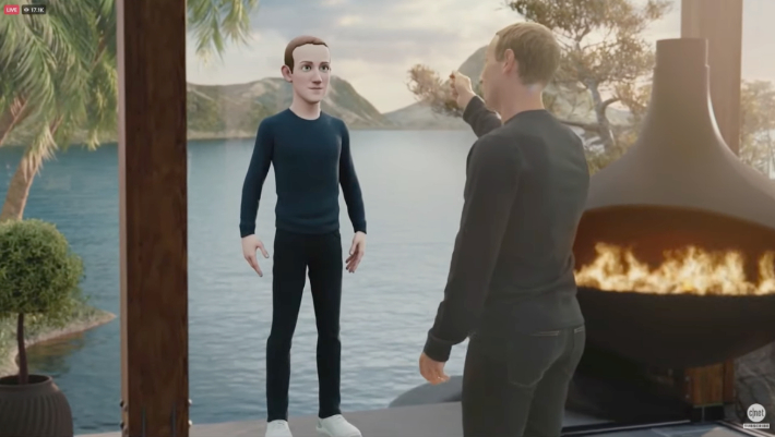 마크 저커버그 페이스북 CEO가 영상을 통해 자신의 디지털 아바타를 시연해 보이는 모습. CNET 유튜브 영상 캡처