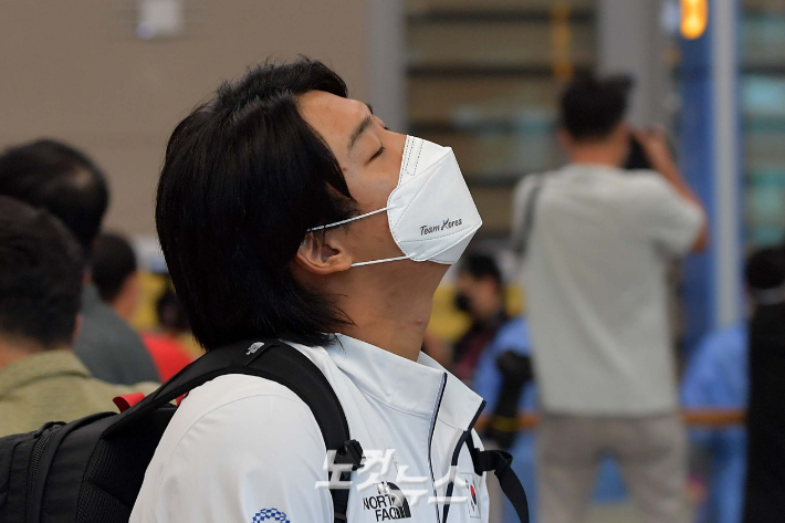 도쿄올림픽에 출전한 강백호가 귀국하는 모습. 박종민 기자