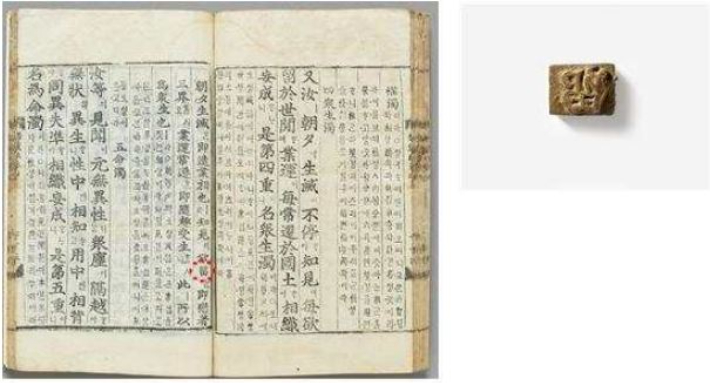 1461년 『능엄경(楞嚴經)』(서울역사박물관)과 을해자 '留'. 문화재청 제공 