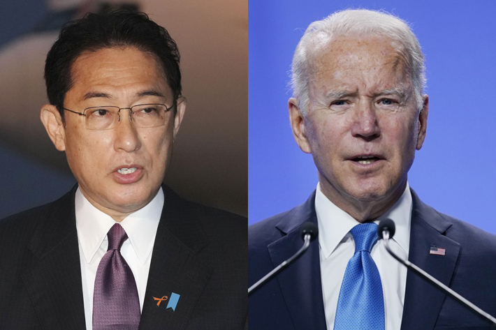 (왼쪽부터)기시다 후미오 일본 총리, 조 바이든 미국 대통령. 연합뉴스