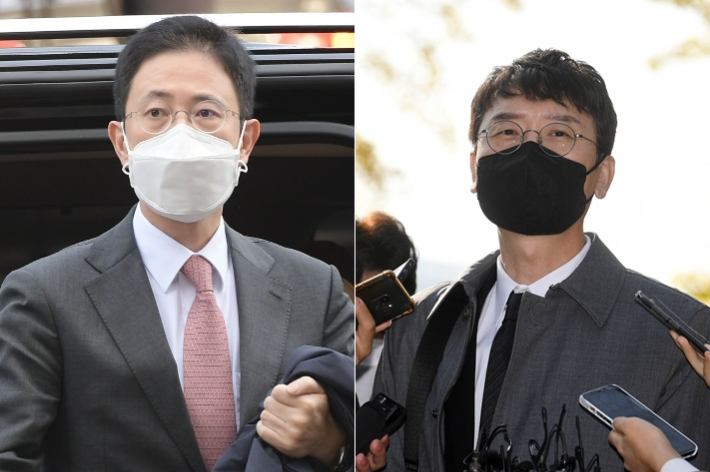 (왼쪽부터) 손준성 대구고검 인권보호관과 국민의힘 김웅 의원은 어제와 오늘 차례로 공수처에 소환됐다. 이한형 기자·연합뉴스