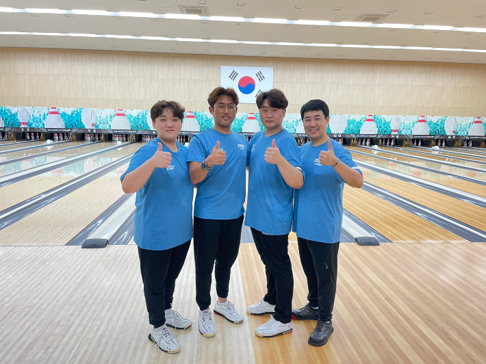 지근(왼쪽부터), 가수형, 고재혁, 강희원 등 남자 볼링 대표팀. 협회
