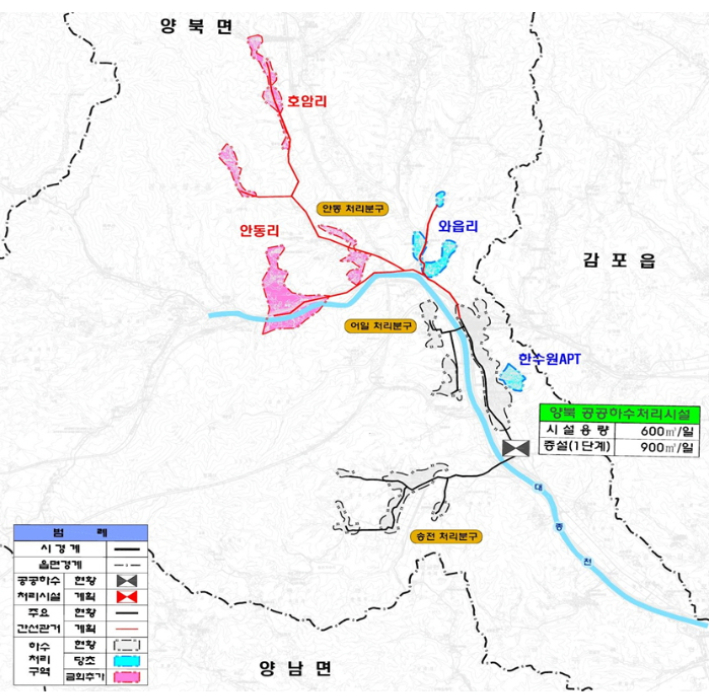 문무대왕면 공공하수도 추가 보급 사업계획도. 경주시 제공