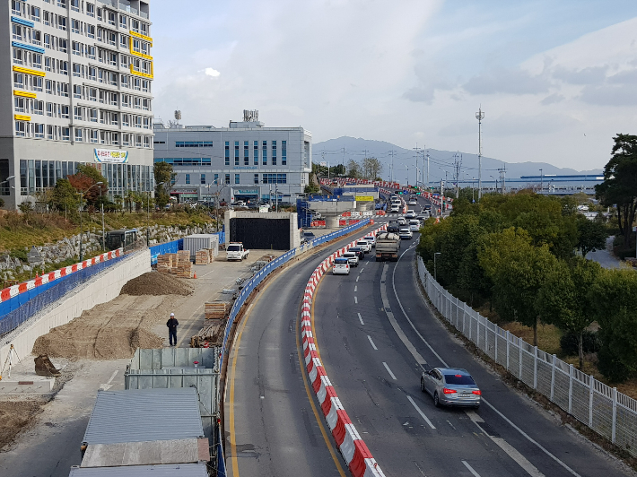 익산지방국토관리청에서 시행하는 만덕교차로 개선사업 현장 모습. 여수시 제공