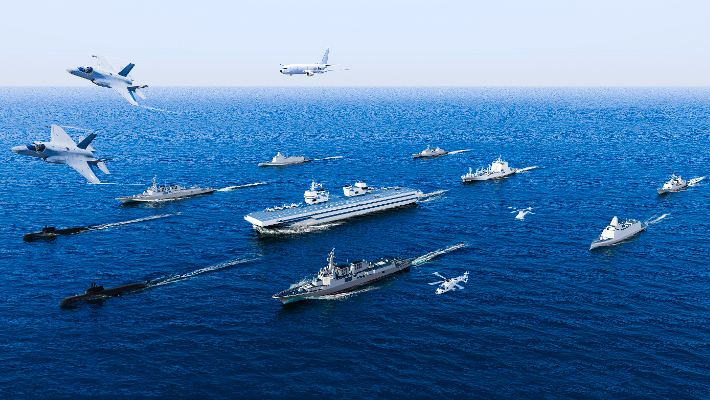 올해 2월 해군이 공개한 경항공모함 전투단 개념도. 해군 제공
