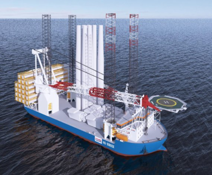 대우조선해양이 수주한 대형 해상풍력발전기 설치선 'NG-16000X' 디자인 조감도. 대우조선해양 제공
