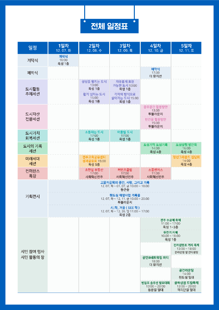 '2021 원도심 컨퍼런스' 일정표. 전주시 제공
