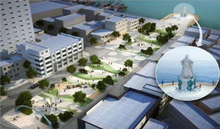 부산 서구가 자갈치 공영주차장 자리에 추진 중인 충무공 친수공간 조감도. 부산 서구청 제공