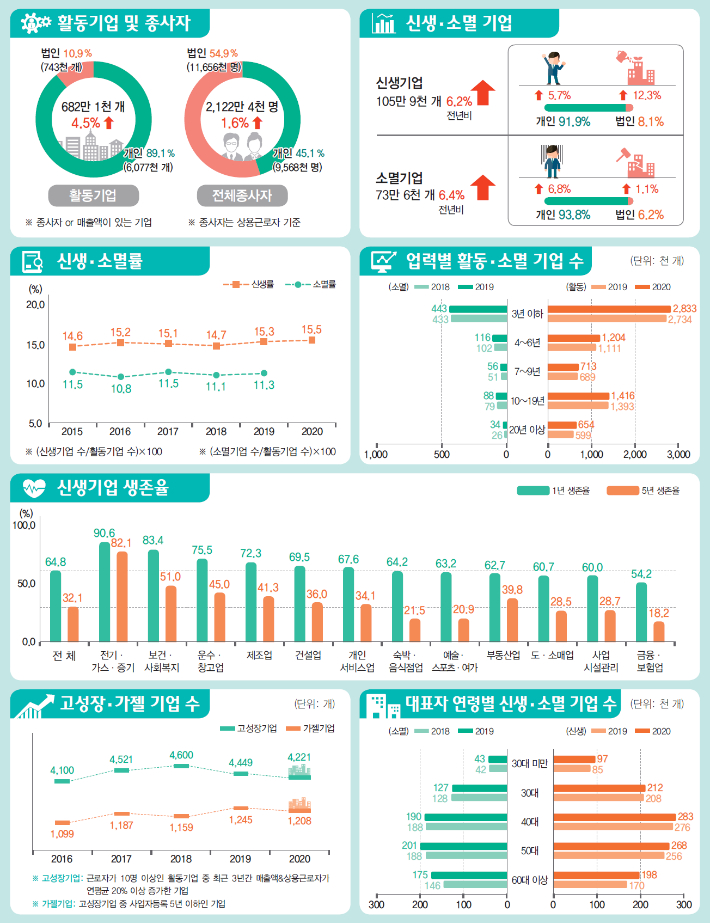 2020년 기업생멸행정통계. 통계청 제공