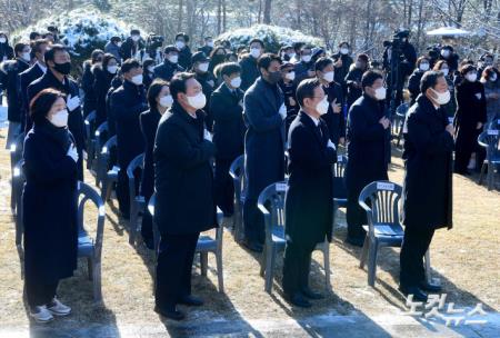 윤봉길 의사 89주기 추모식 참석한 심상정-윤석열-이재명