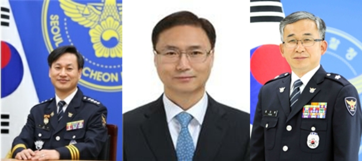 왼쪽부터 손제한·오부명·윤외출 경무관. 경남경찰청 제공